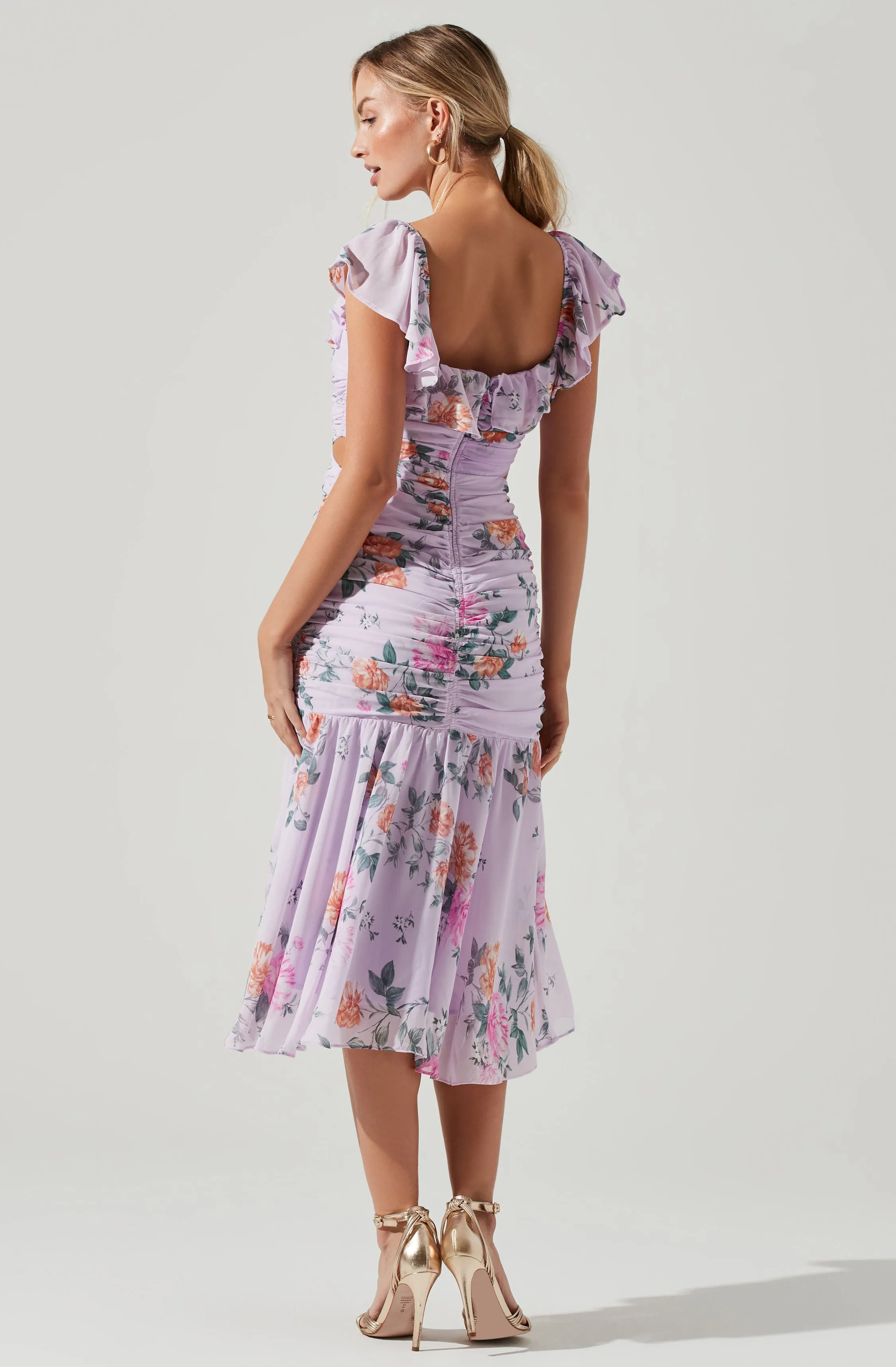 Devereaux Cutout Floral Midi Dress