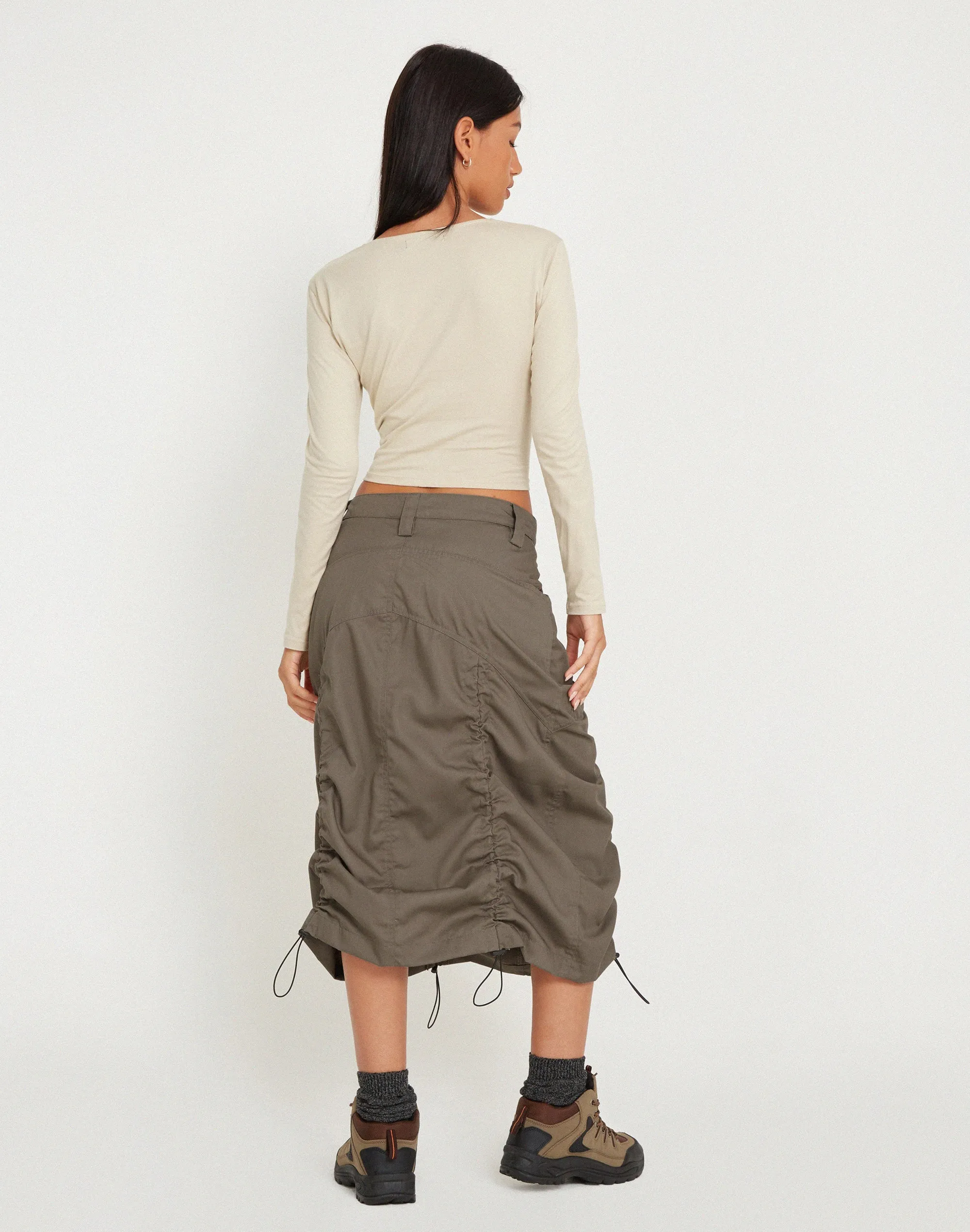 Eisig Cargo Midi Skirt in Fossil