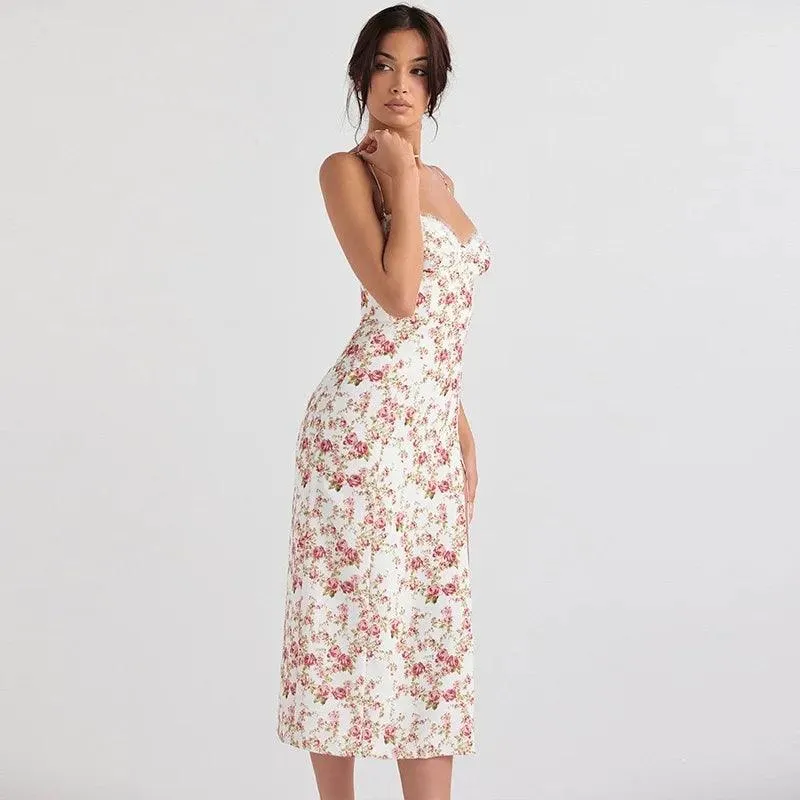 Elegant Floral Lace Midi Dress