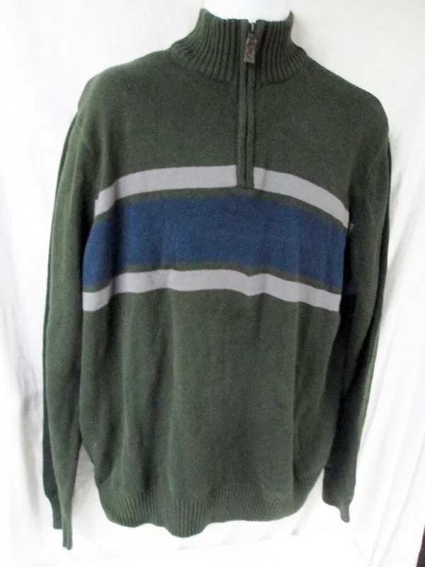 EUC Mens EDDIE BAUER Knit Ski Holiday SWEATER Top Half Zip XXL GREEN BLUE