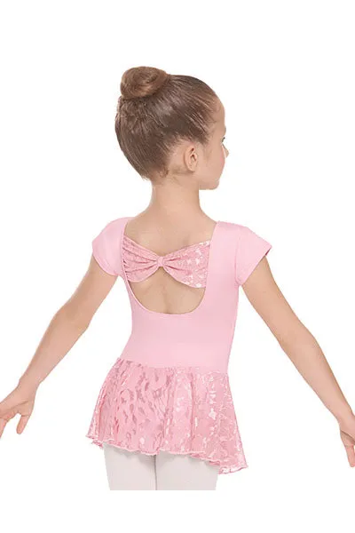 Eurotard 78285 Girls Impression Mesh Bow Back Short Sleeve Dance Dress