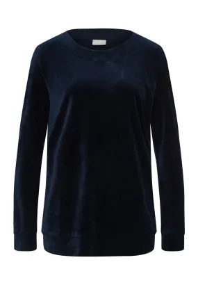 Favourites Velvet Round Neck Pullover | Deep Navy 78770-1610