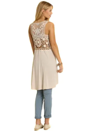 Floral Lace Open Back Hi-Low Asymmetric Tunic Dress