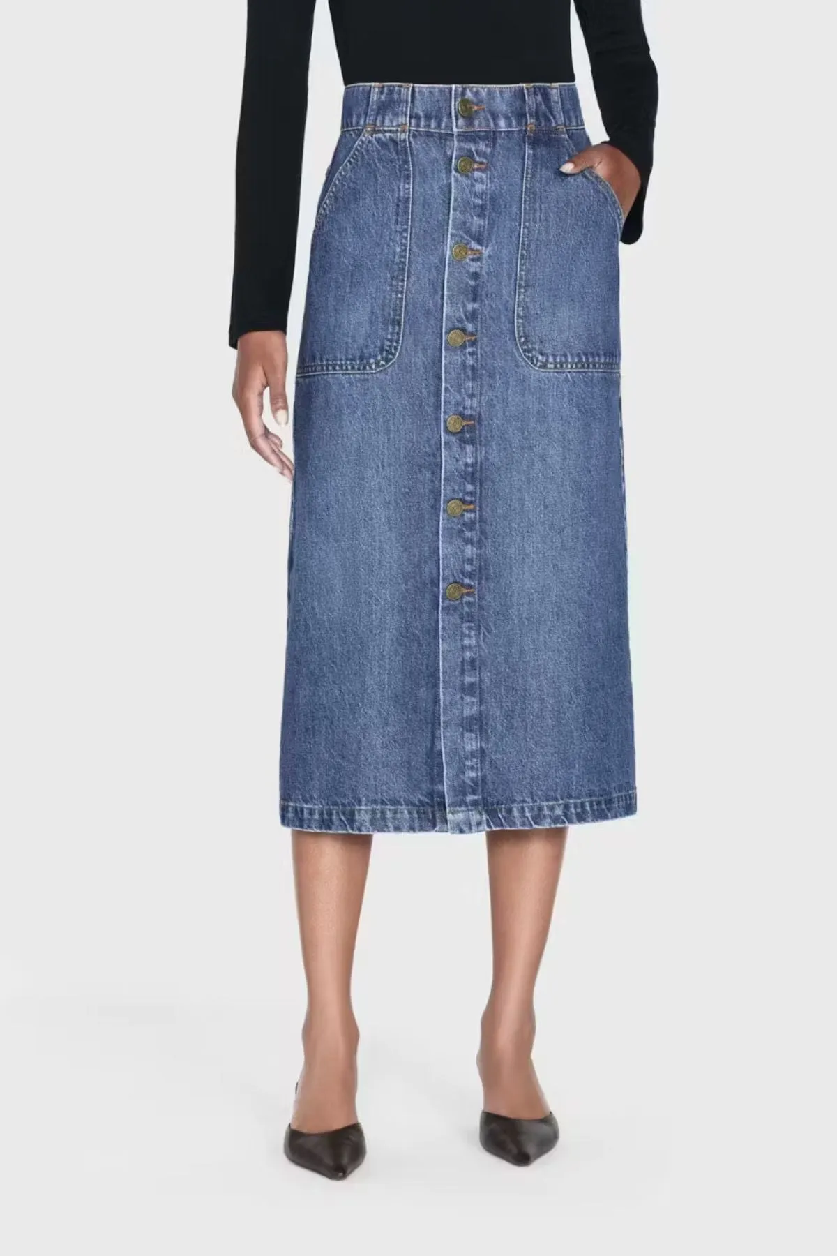 Frame Denim Modern Pocket Midi Skirt - October