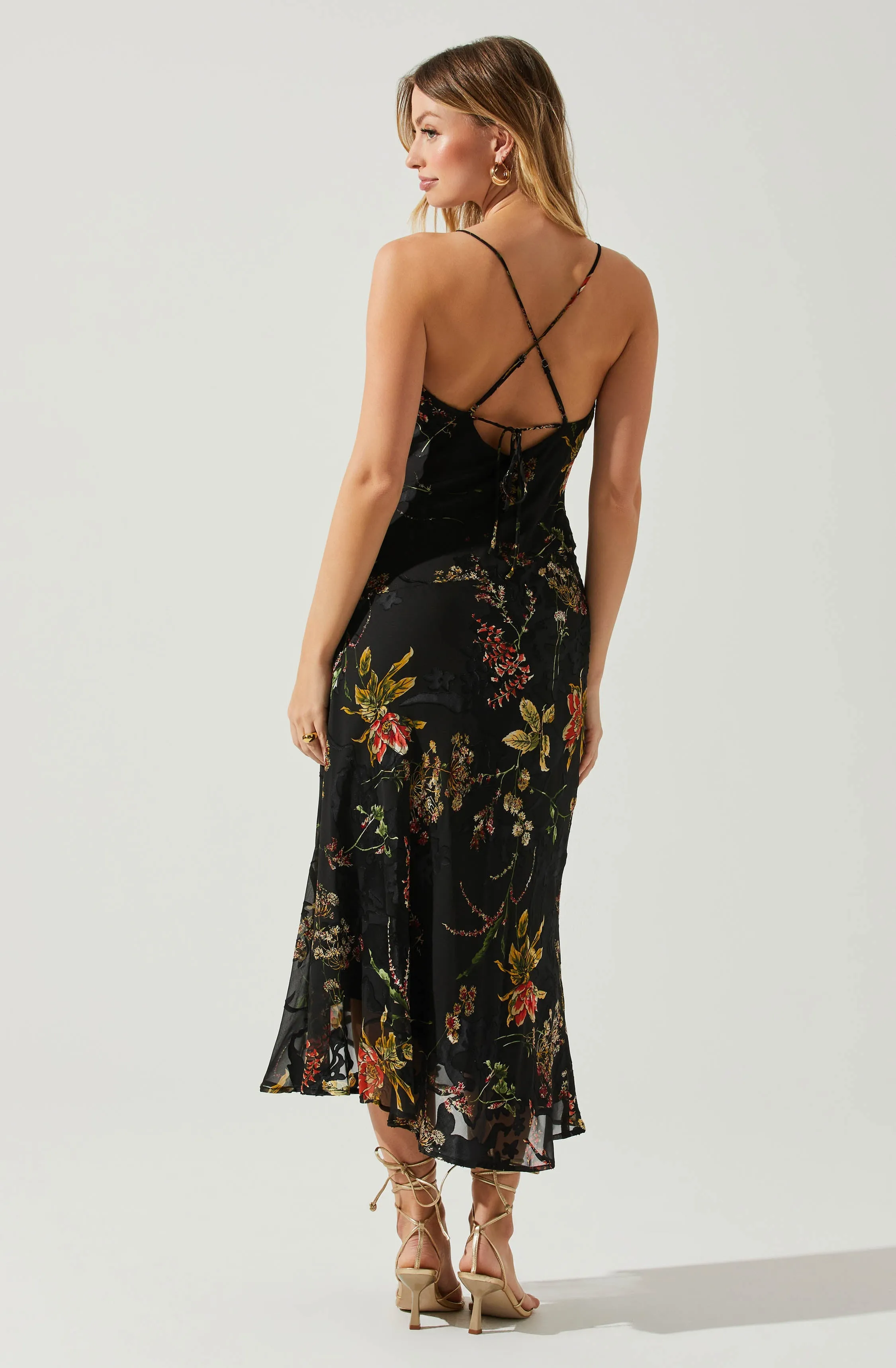 Gaia Floral Burnout Midi Dress