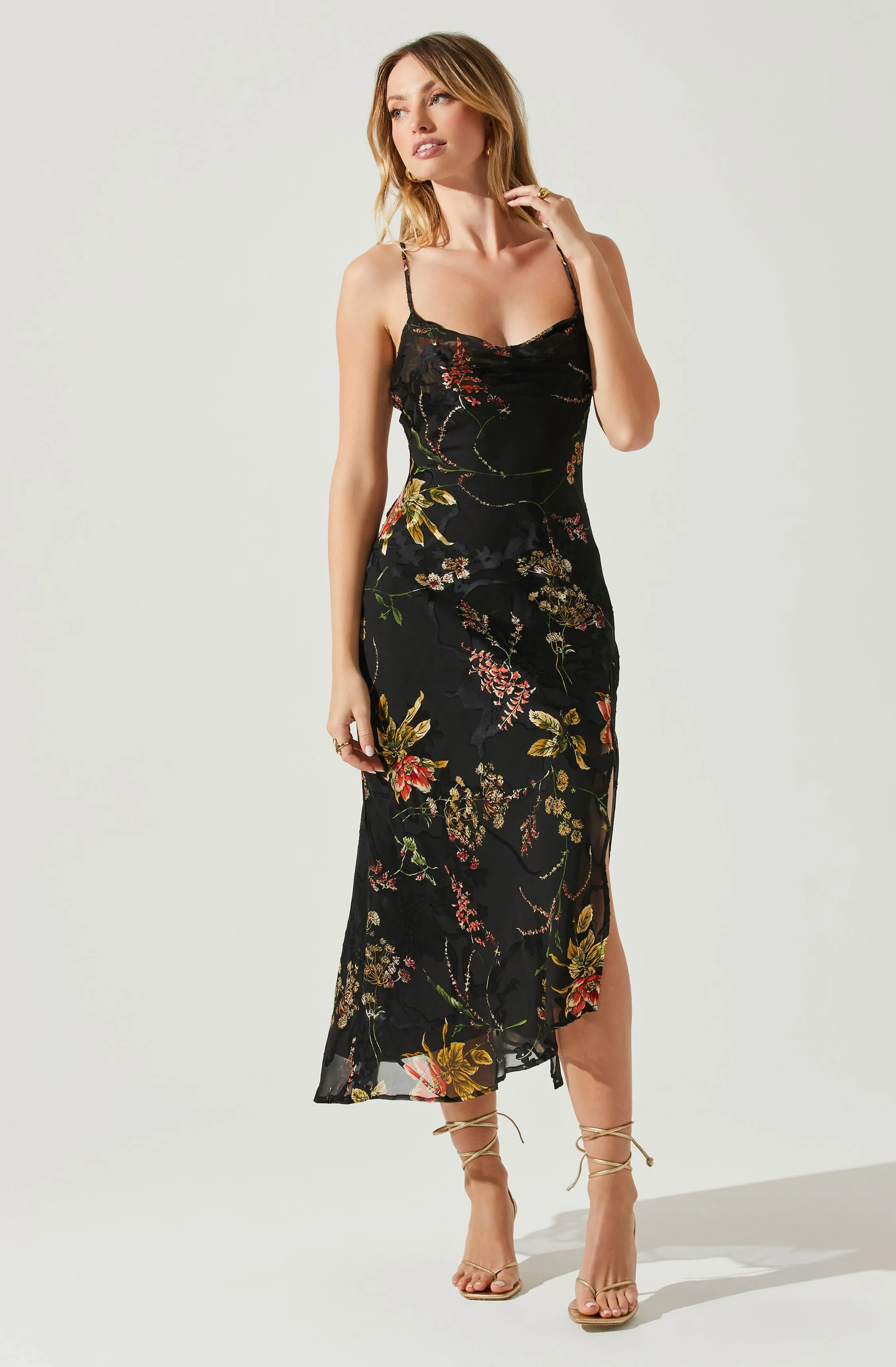 Gaia Floral Burnout Midi Dress