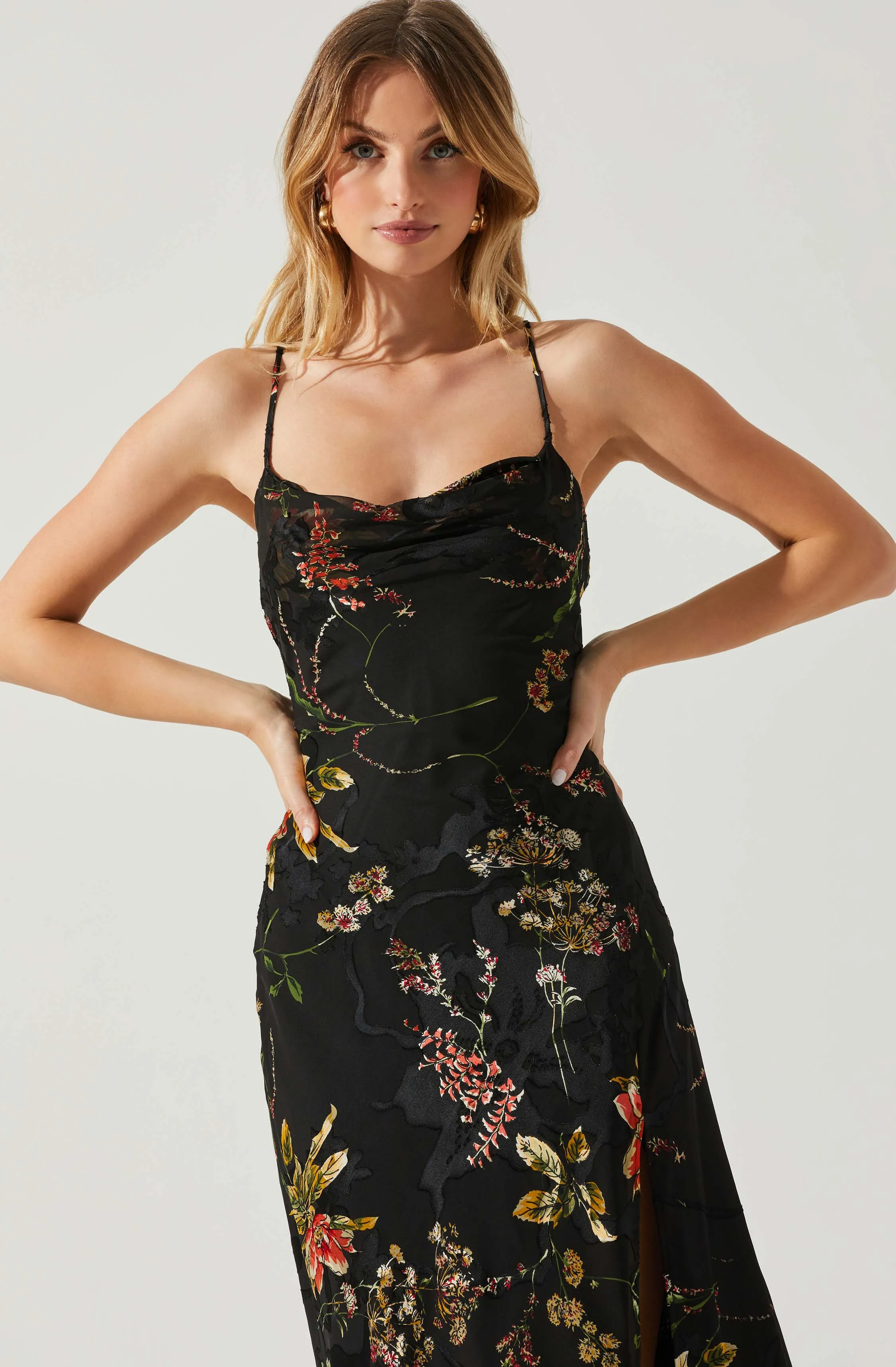 Gaia Floral Burnout Midi Dress