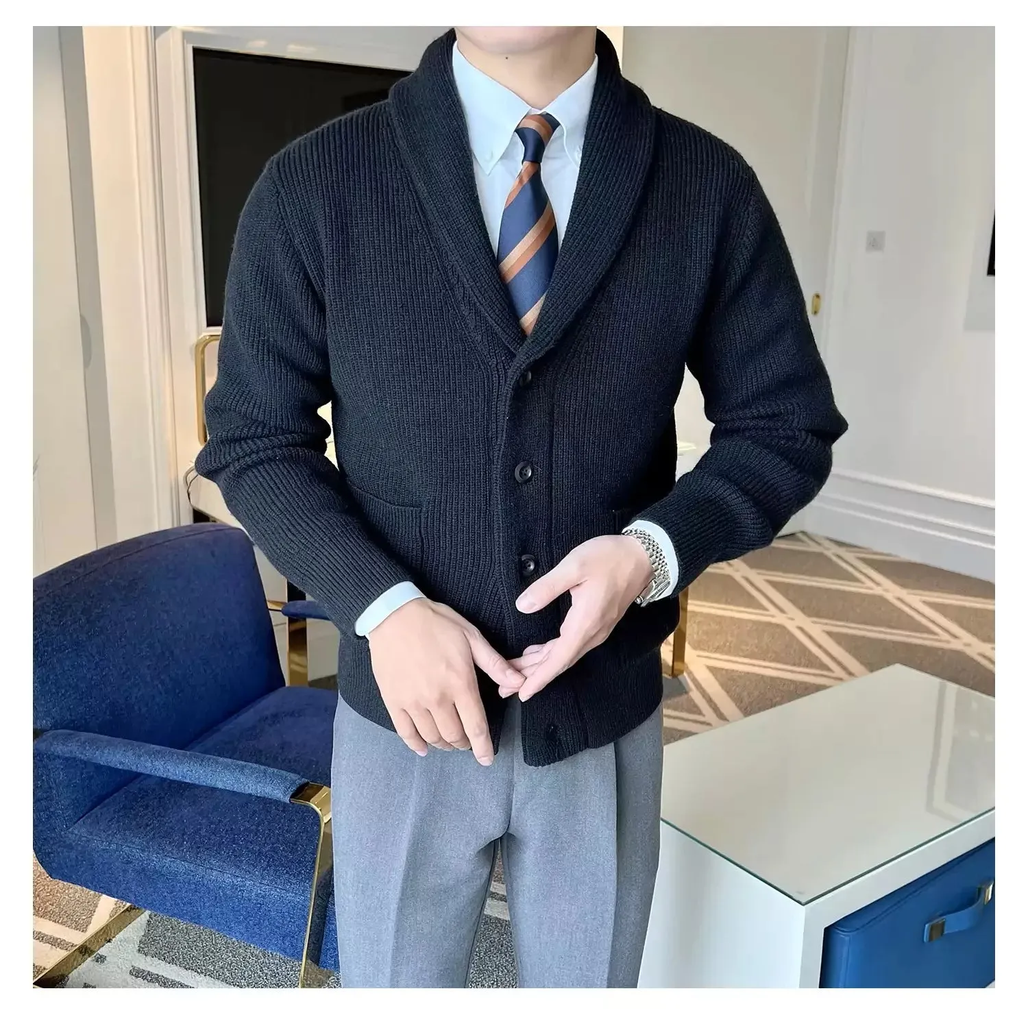 Gentleman Shawl Collar Cardigan