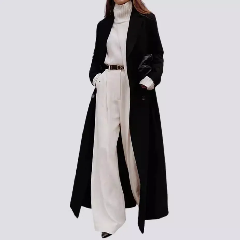 Girlary-shop western outfits women 2024 Autumn and Winter Women's Casual Long Solid Color Warm Woolen Coat Overcoat