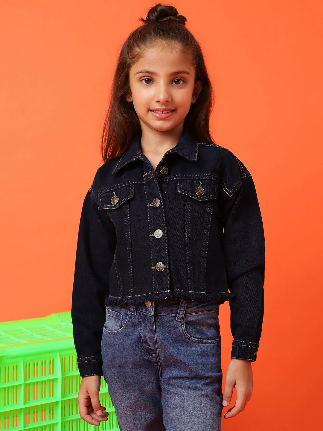 Girls Cotton Blue Jacket