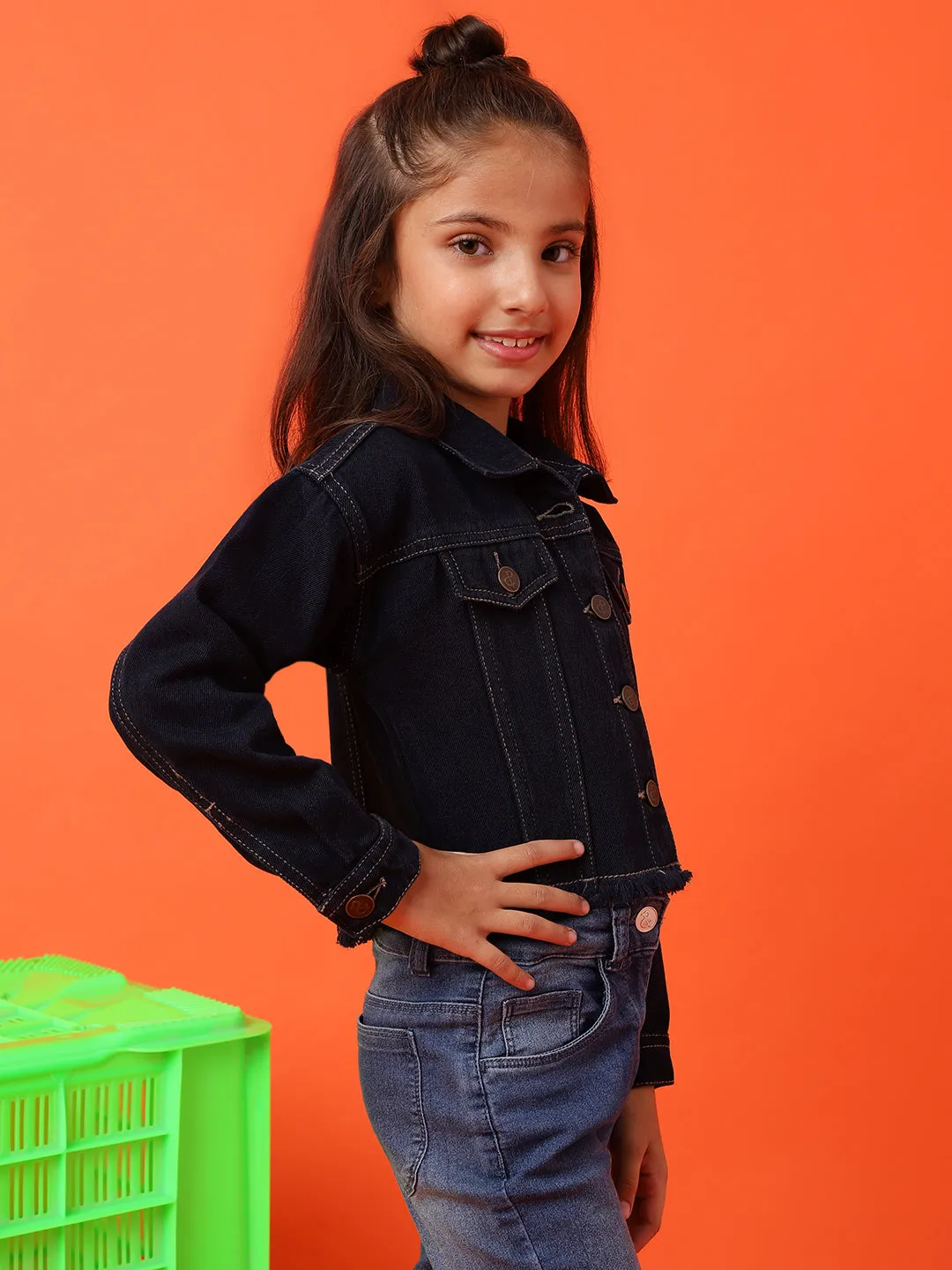 Girls Cotton Blue Jacket