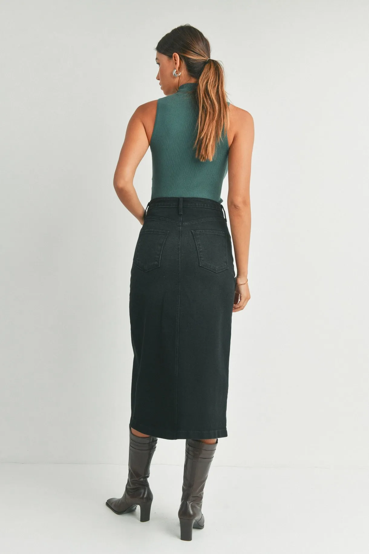 Goldie Utility Pocket Midi Skirt l Black