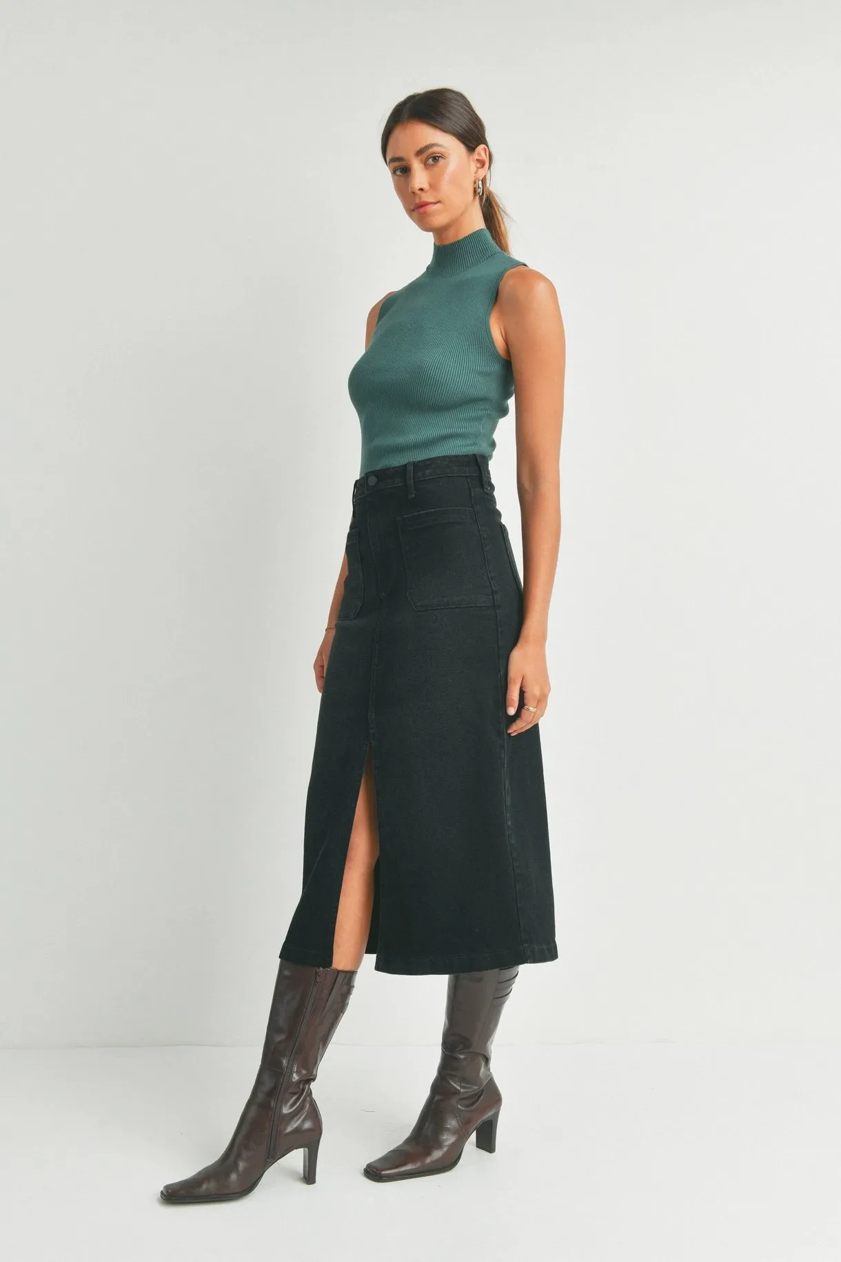 Goldie Utility Pocket Midi Skirt l Black