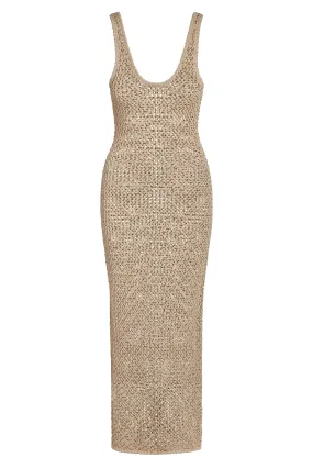 Hamptons Dress - Champagne Diamond Crochet