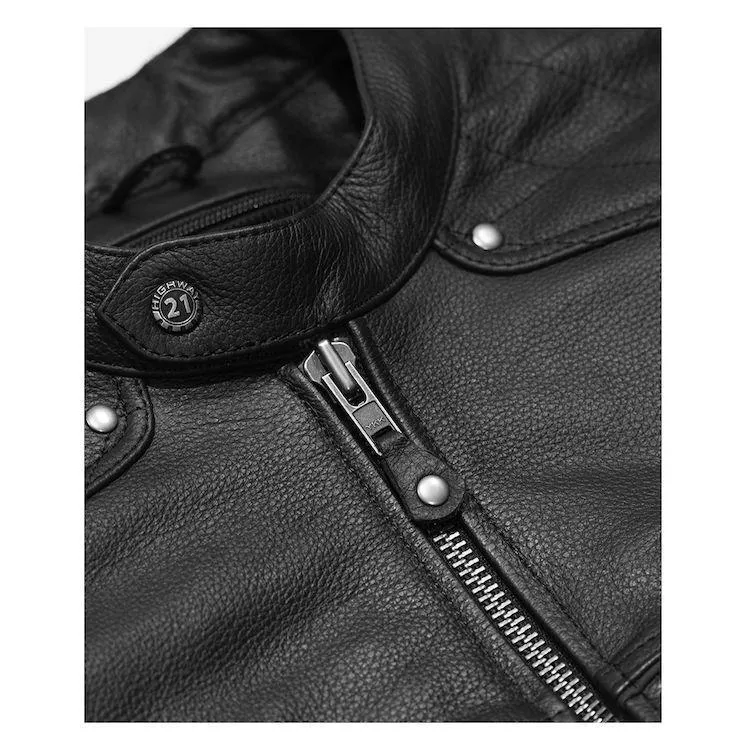 Highway 21 Gasser Men's Black Leather Jacket with Armor