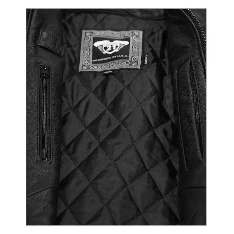 Highway 21 Gasser Men's Black Leather Jacket with Armor