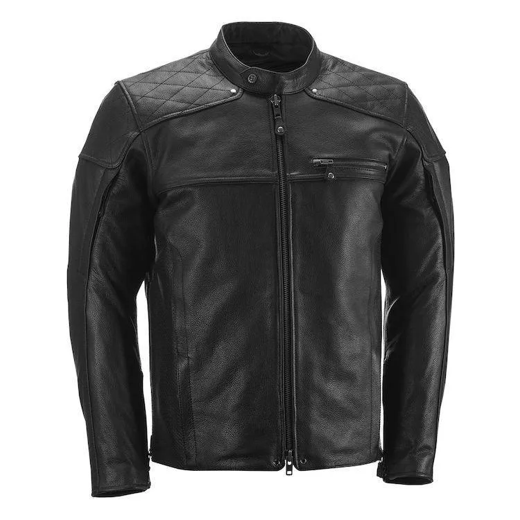 Highway 21 Gasser Men's Black Leather Jacket with Armor