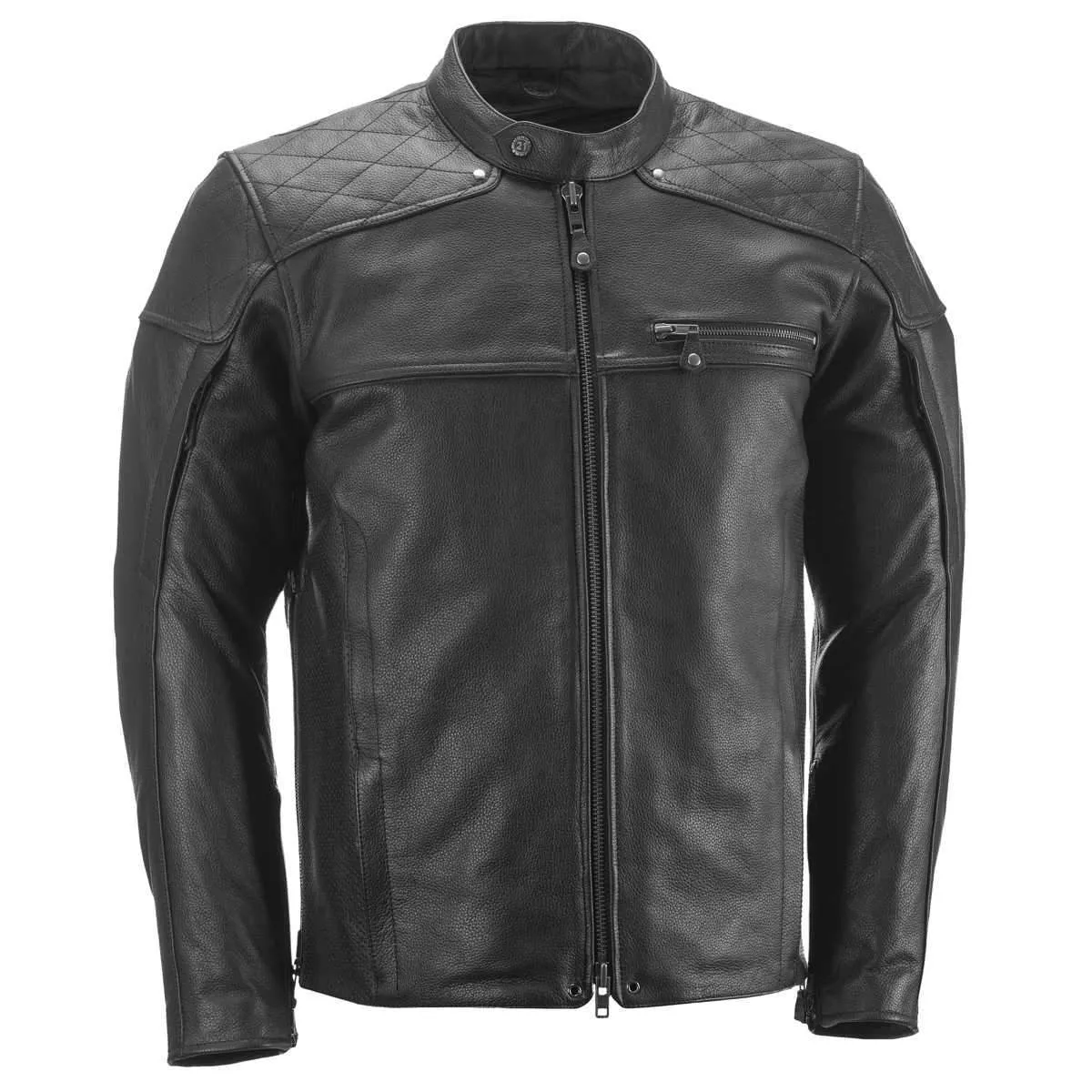 Highway 21 Gasser Men's Black Leather Jacket with Armor