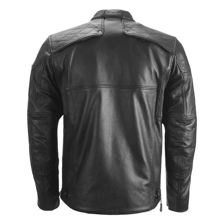 Highway 21 Gasser Men's Black Leather Jacket with Armor