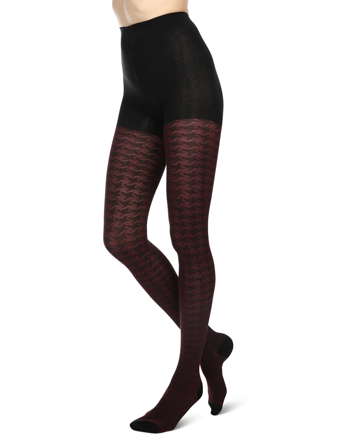 Houndstooth Patterned Cotton Blend Sweater Tights