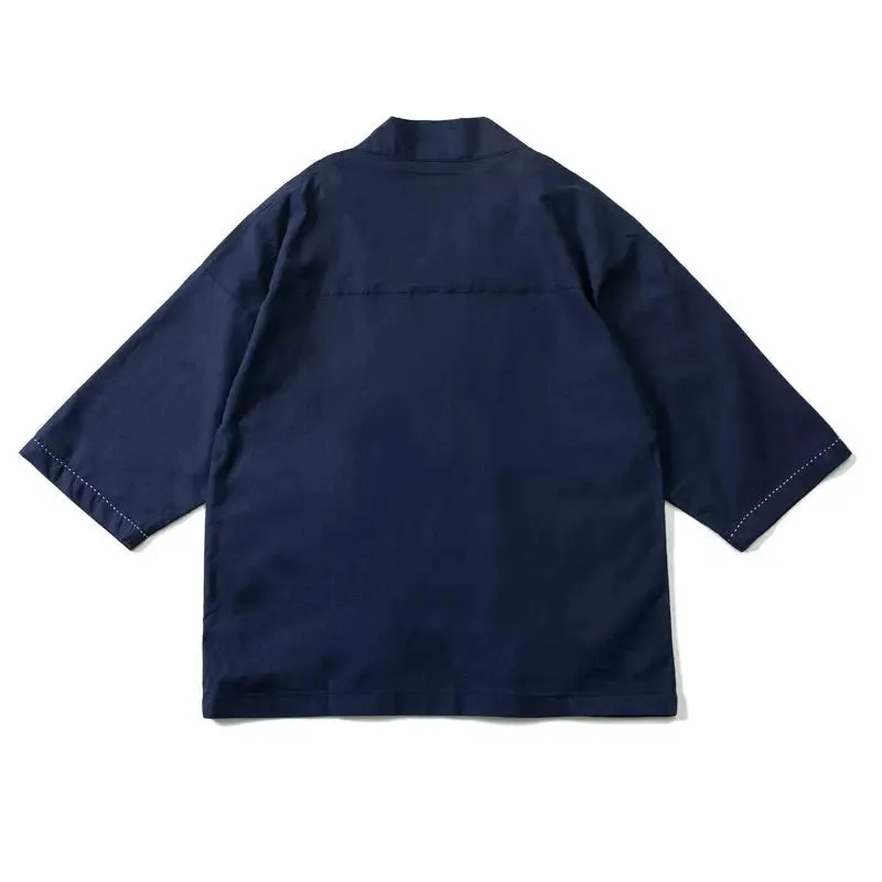 Indigo Half-Sleeve Dao Style Kimono Jacket