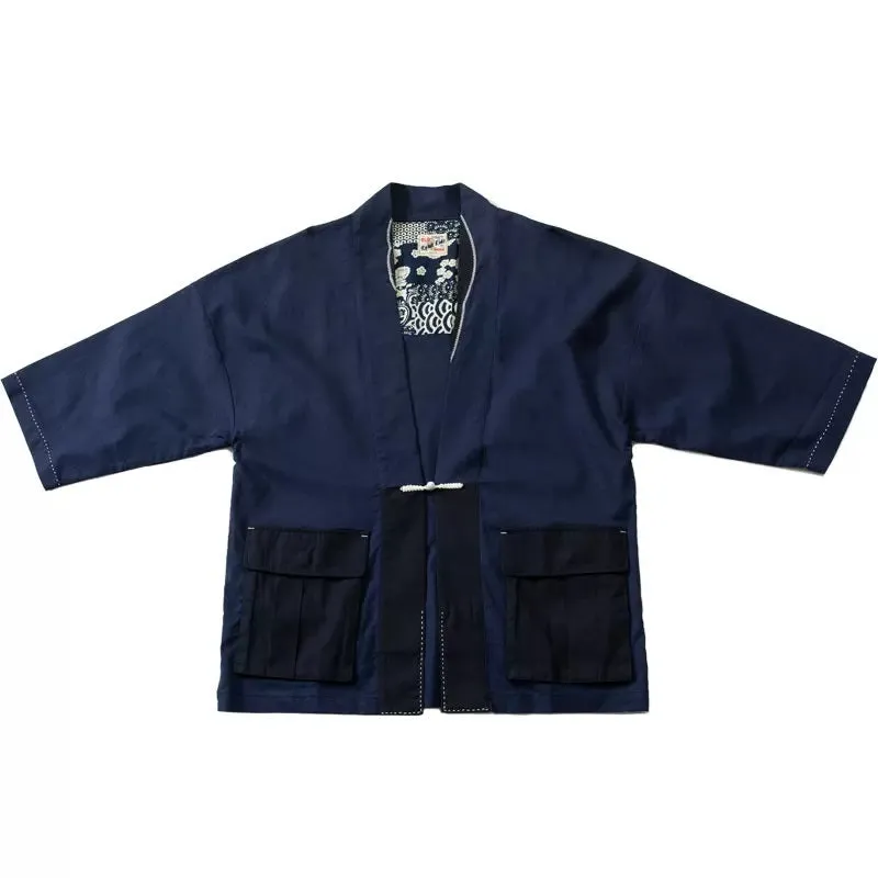 Indigo Half-Sleeve Dao Style Kimono Jacket