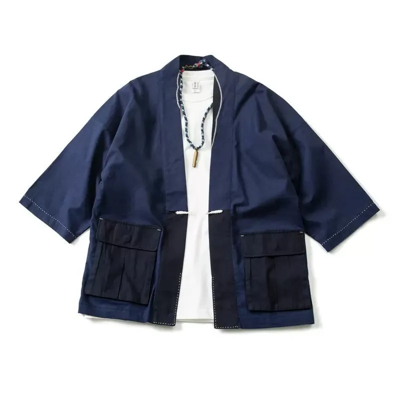 Indigo Half-Sleeve Dao Style Kimono Jacket