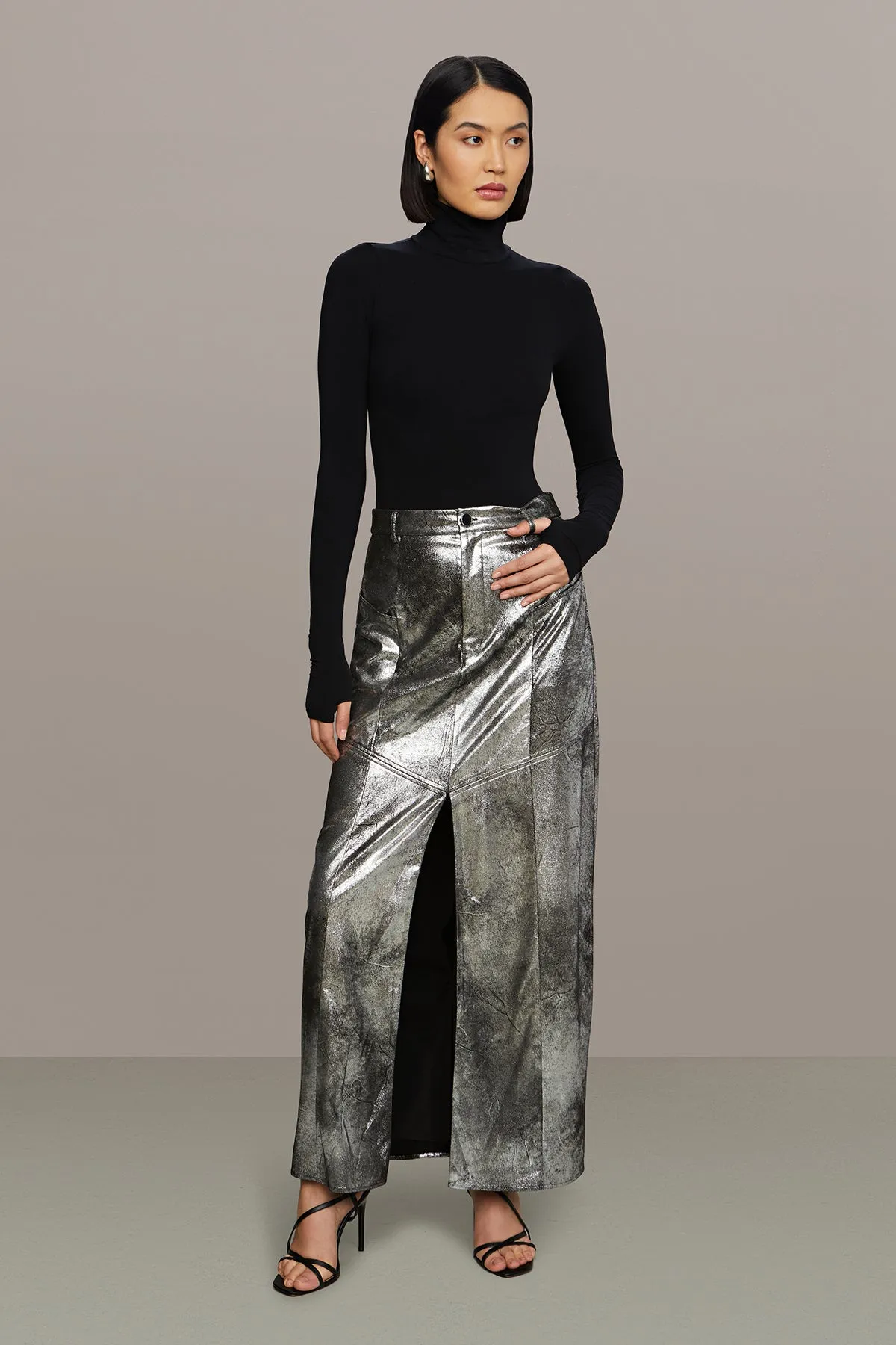 Jil Midi Leather Skirt