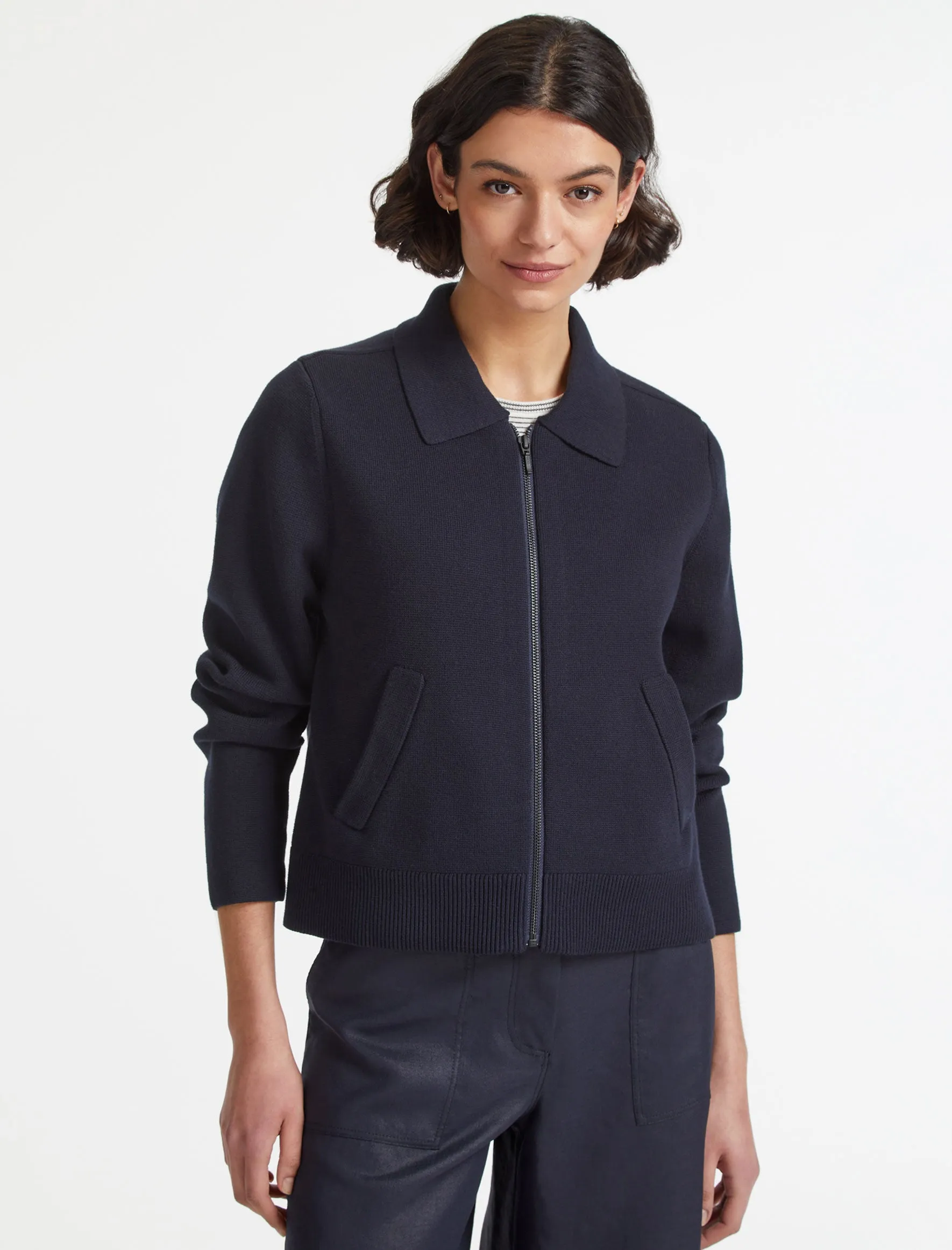 Jimmy Cotton Knit Jacket - Navy