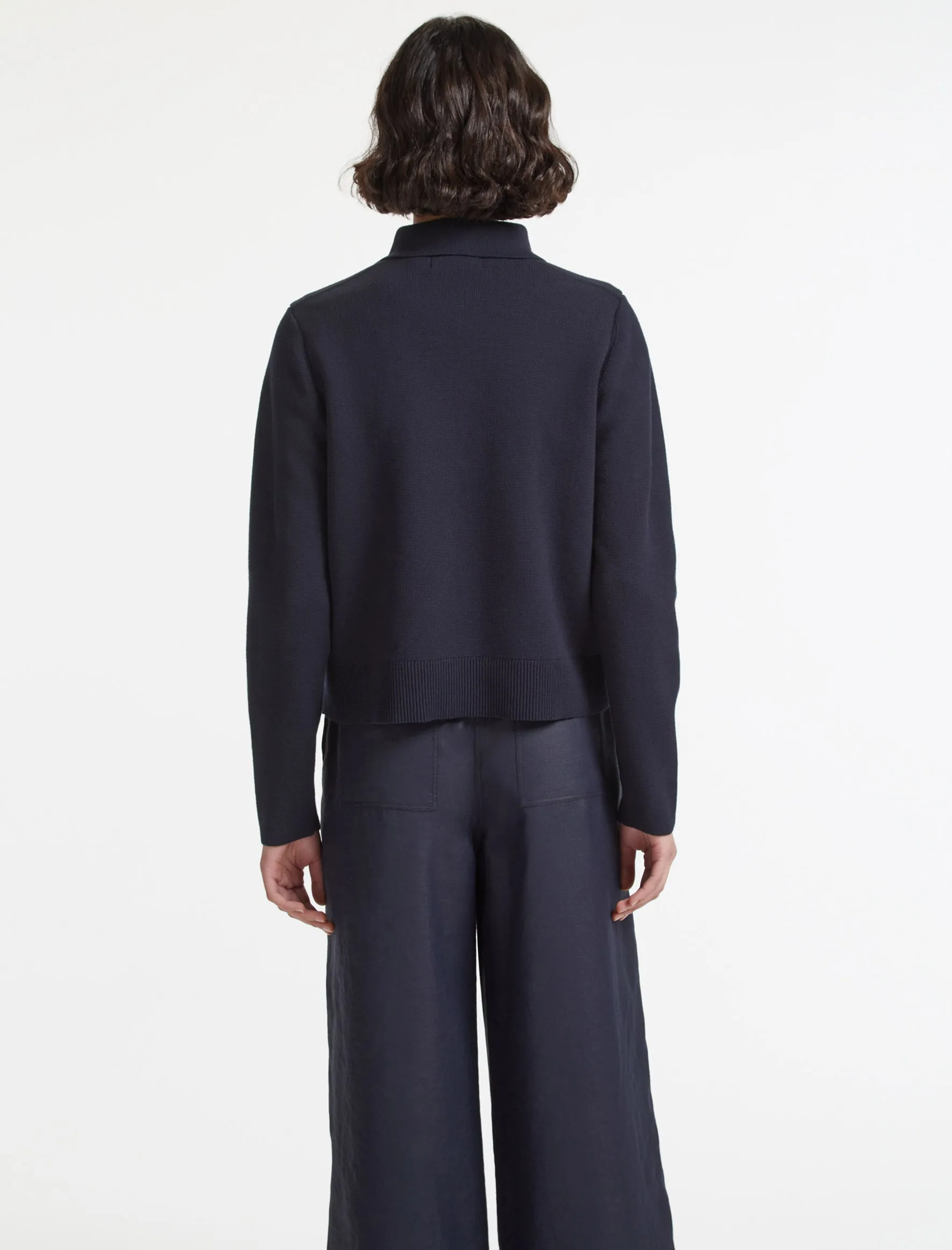 Jimmy Cotton Knit Jacket - Navy