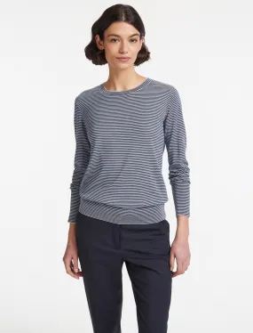 Jodi Wool Jumper - Navy Mid Blue Cream Stripe