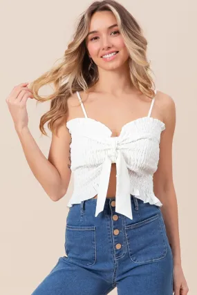 Just BE. BiBi Ruffled Smocked Ribbon Detail Cami