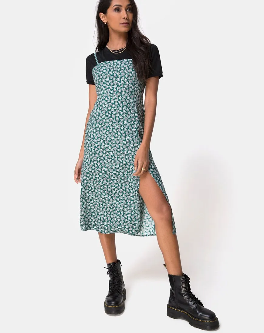 Kaoya Midi Dress in Floral Bloom Green