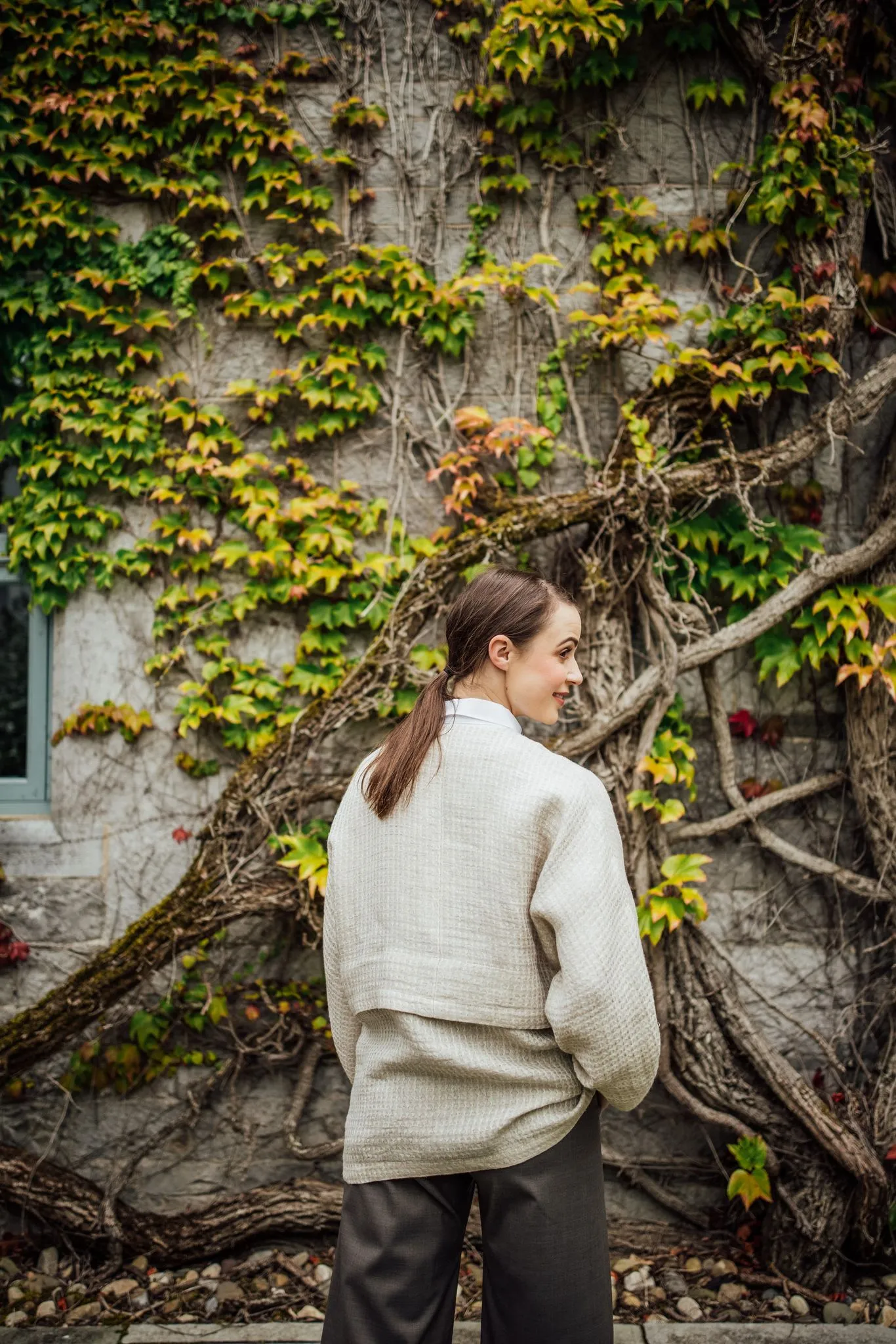 Kimono Shirt in pearl textured Irish linen & hemp