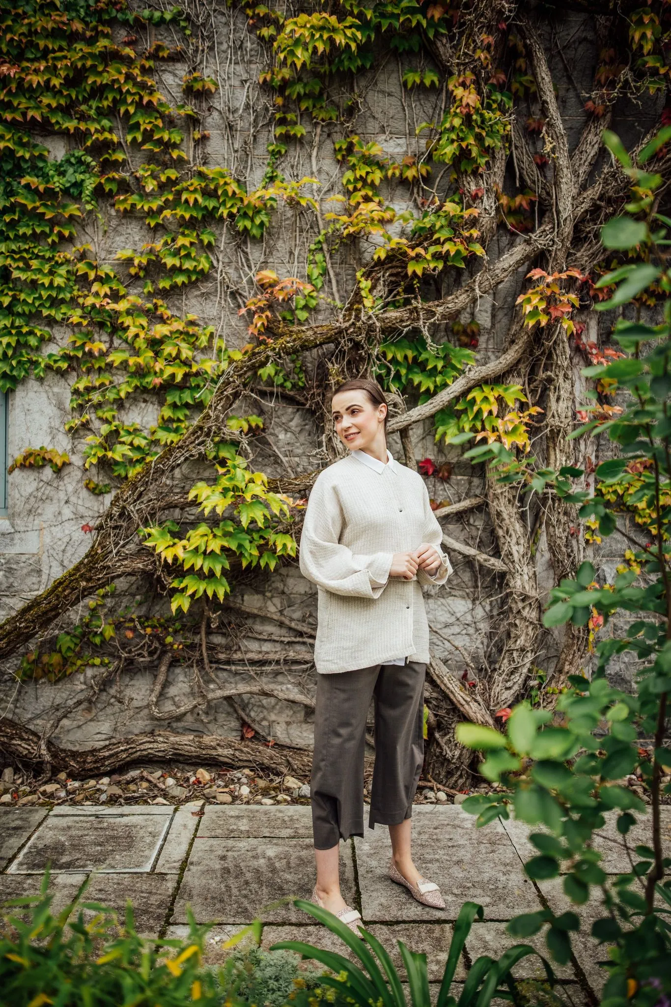 Kimono Shirt in pearl textured Irish linen & hemp