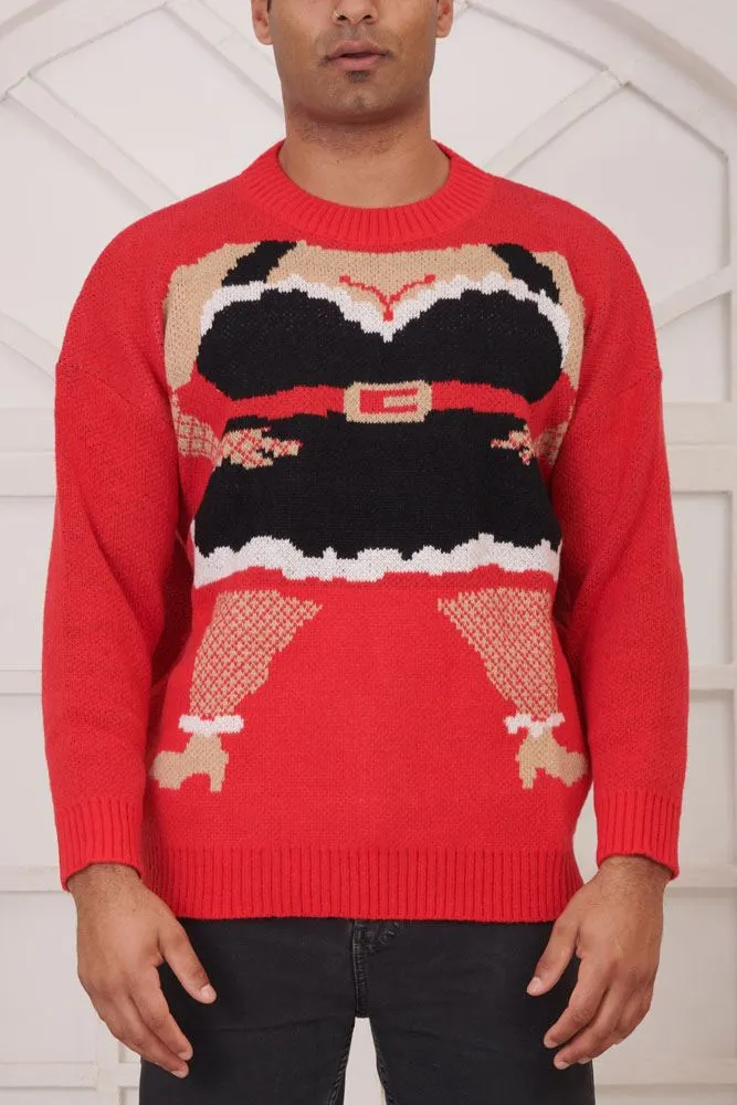 Lady Santa Body Knitted XMAS Jumper