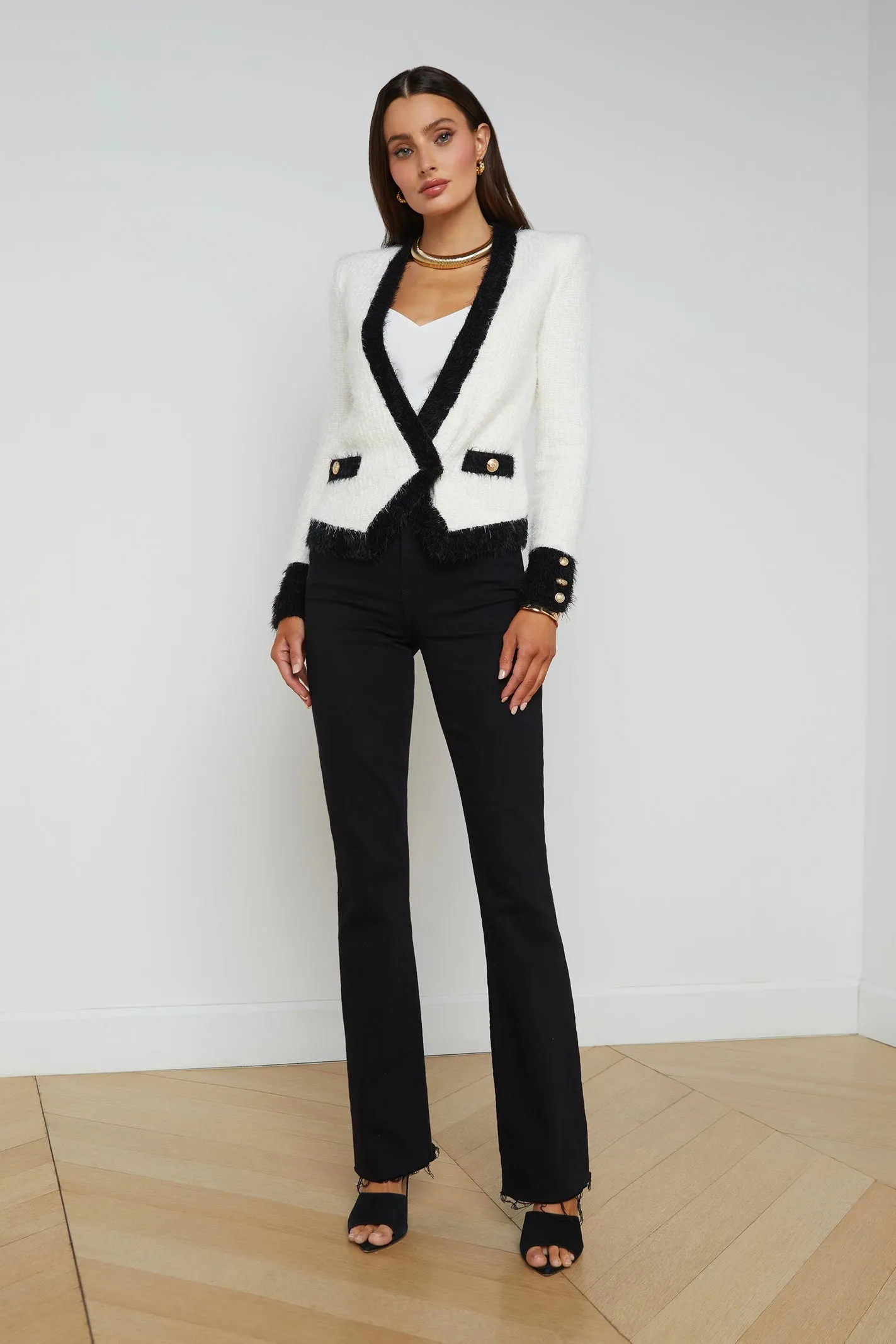 L'Agence Georgia Contrast Cardigan Blazer