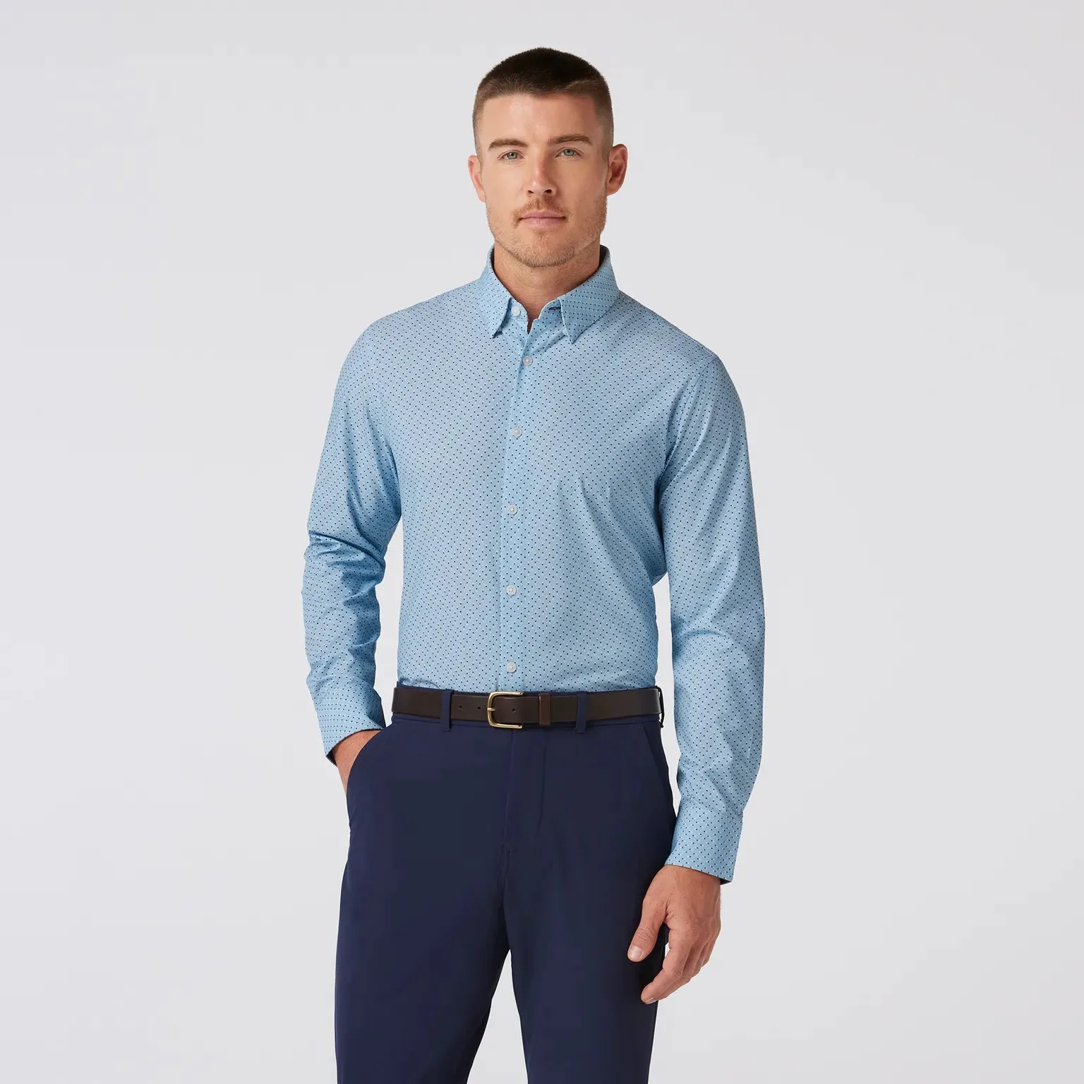 Leeward Dress Shirt in Steel Blue Multi Dot by Mizzen Main