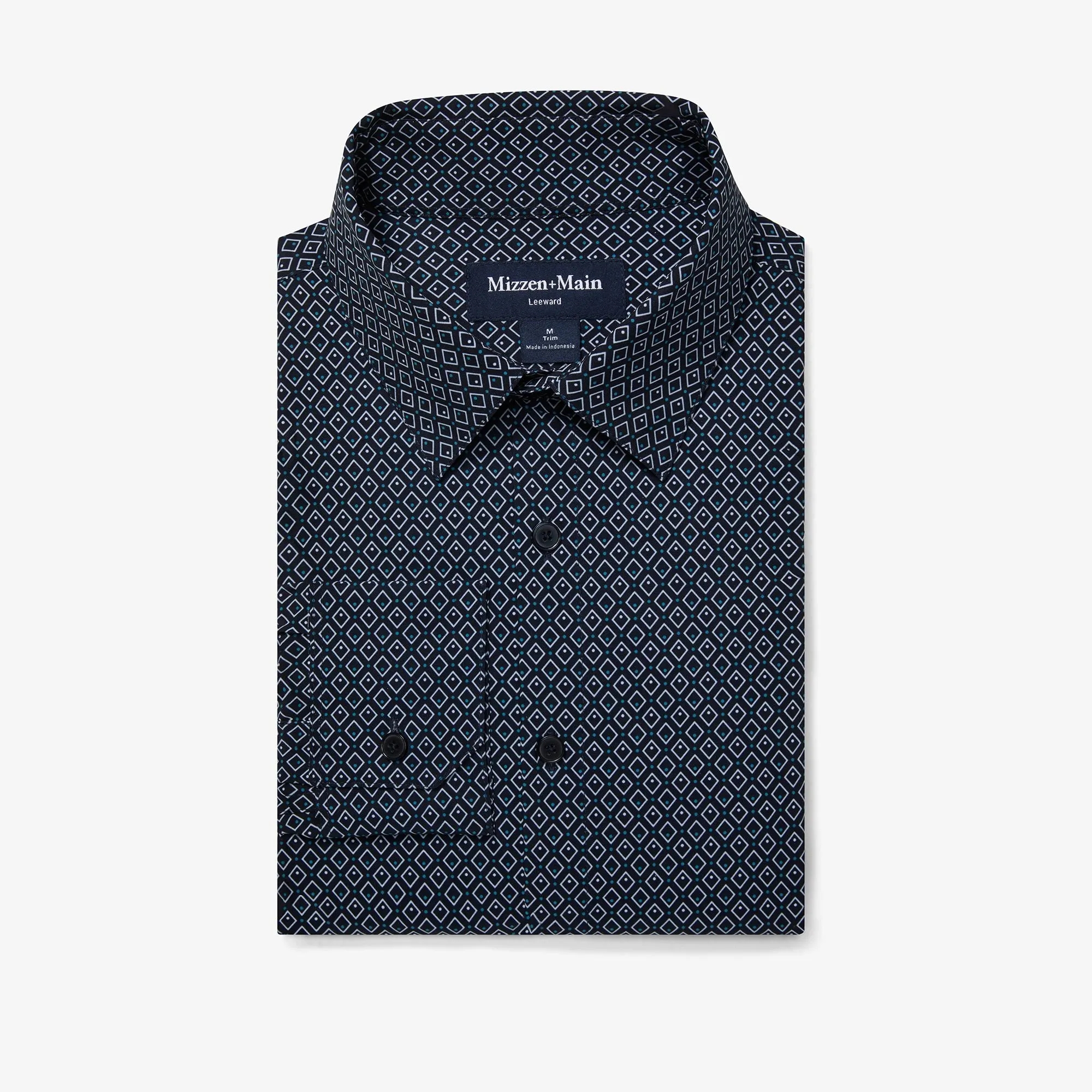 Leeward Long Sleeve Dress Shirt Navy Diamond