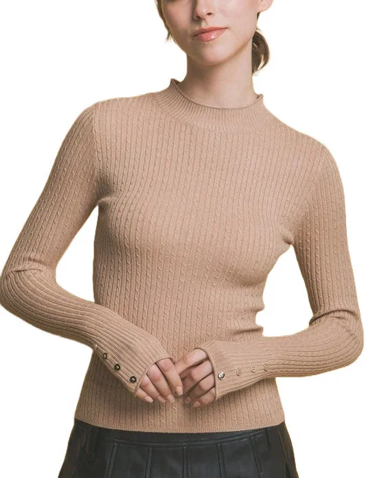 Lily Fitted Ribbed Sleeve Button Knit