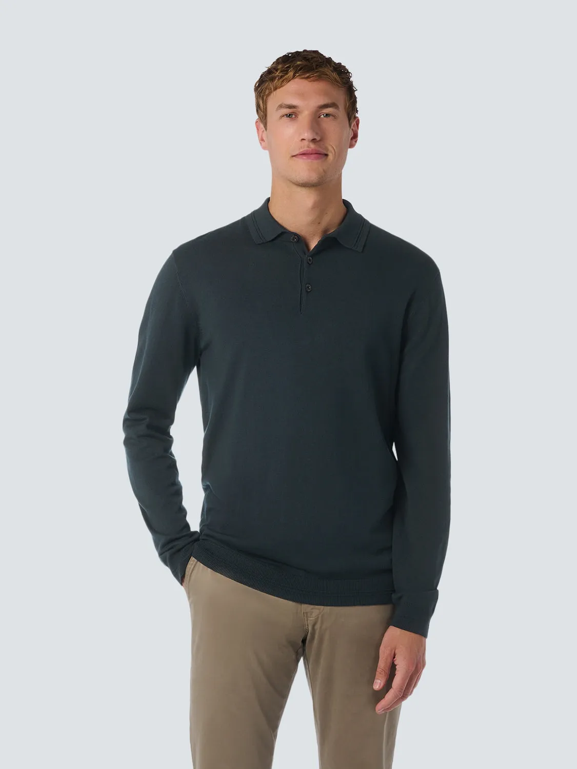 Long Sleeve Polo Pullover with Button Closure: Stylish Comfort | Night