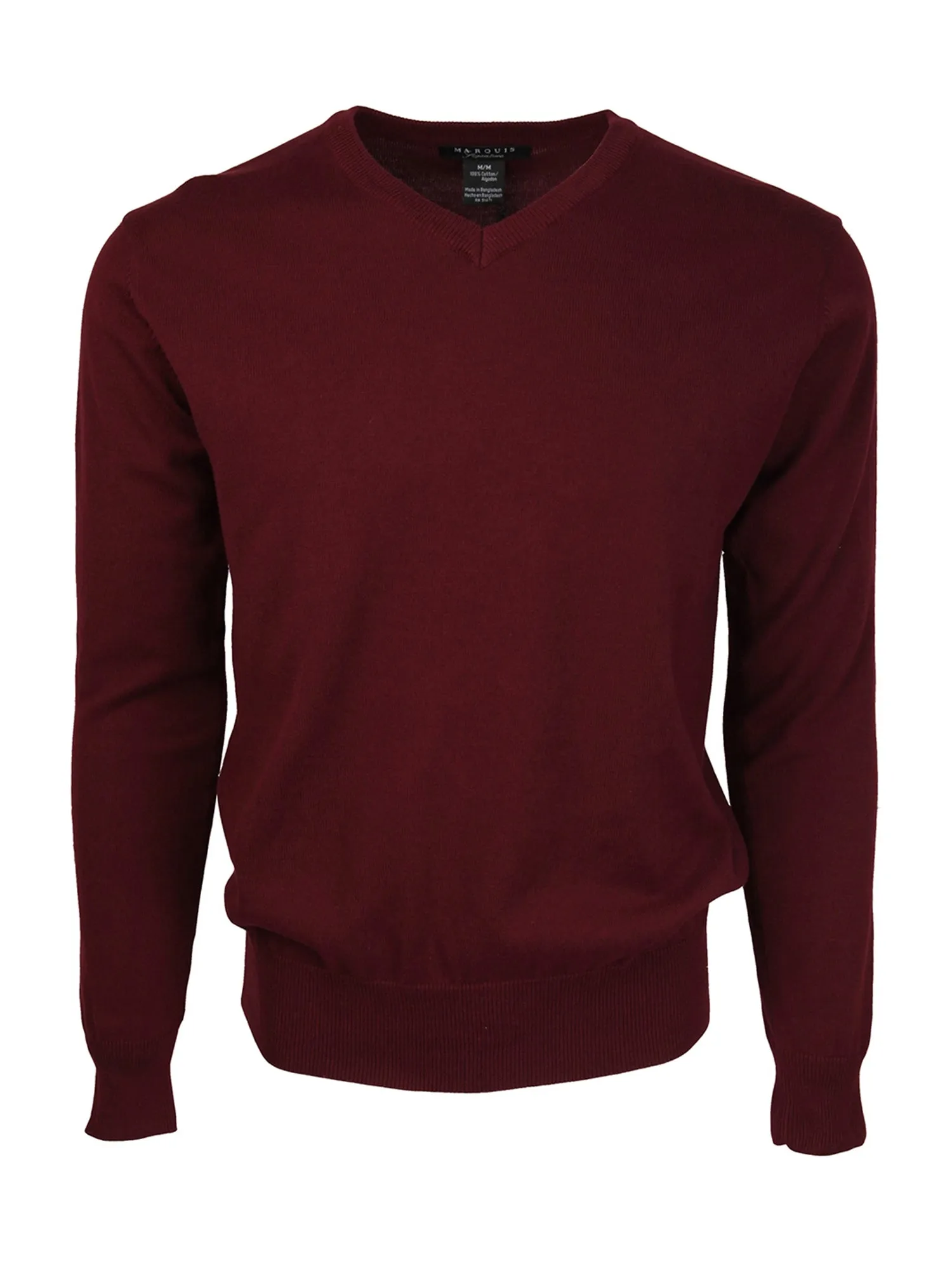 Marquis Men's Modern Fit Solid V-neck Cotton Sweater