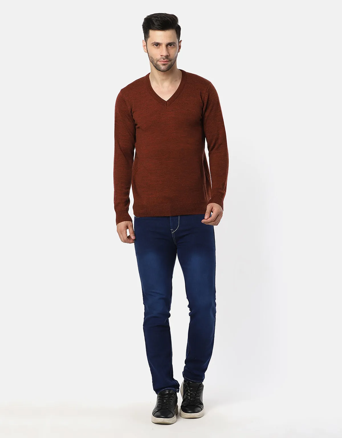 Men Woolen V-Neck Pullover