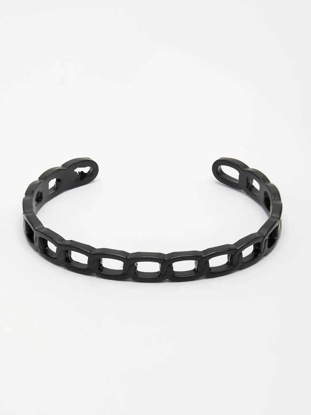 Men's Black Rhodium-Plated Metal Cuff Bracelet - NVR