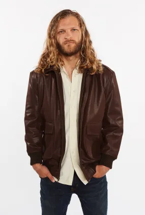 Men's Cowhide Bomber Flight Genuine Leather Jacket