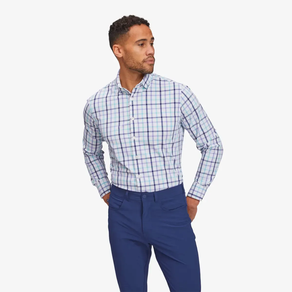 Men's Mizzen   Main | Leeward Dress Shirt | Lavender Blue Plaid