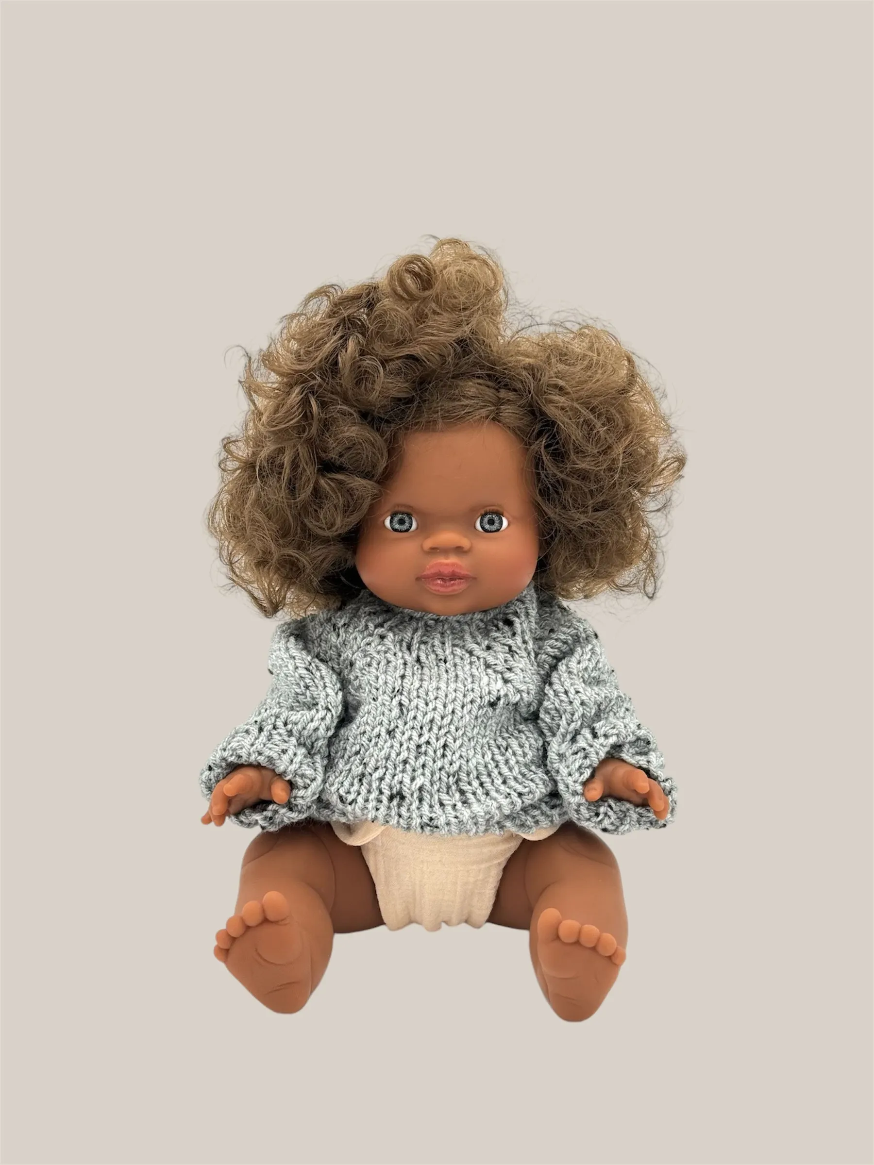 Minikane Doll Clothes | Knitted Pullover - Grey