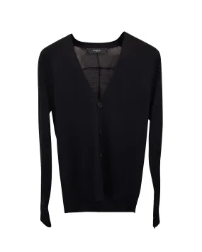 Minimalist Black Wool Buttoned Cardigan by Givenchy