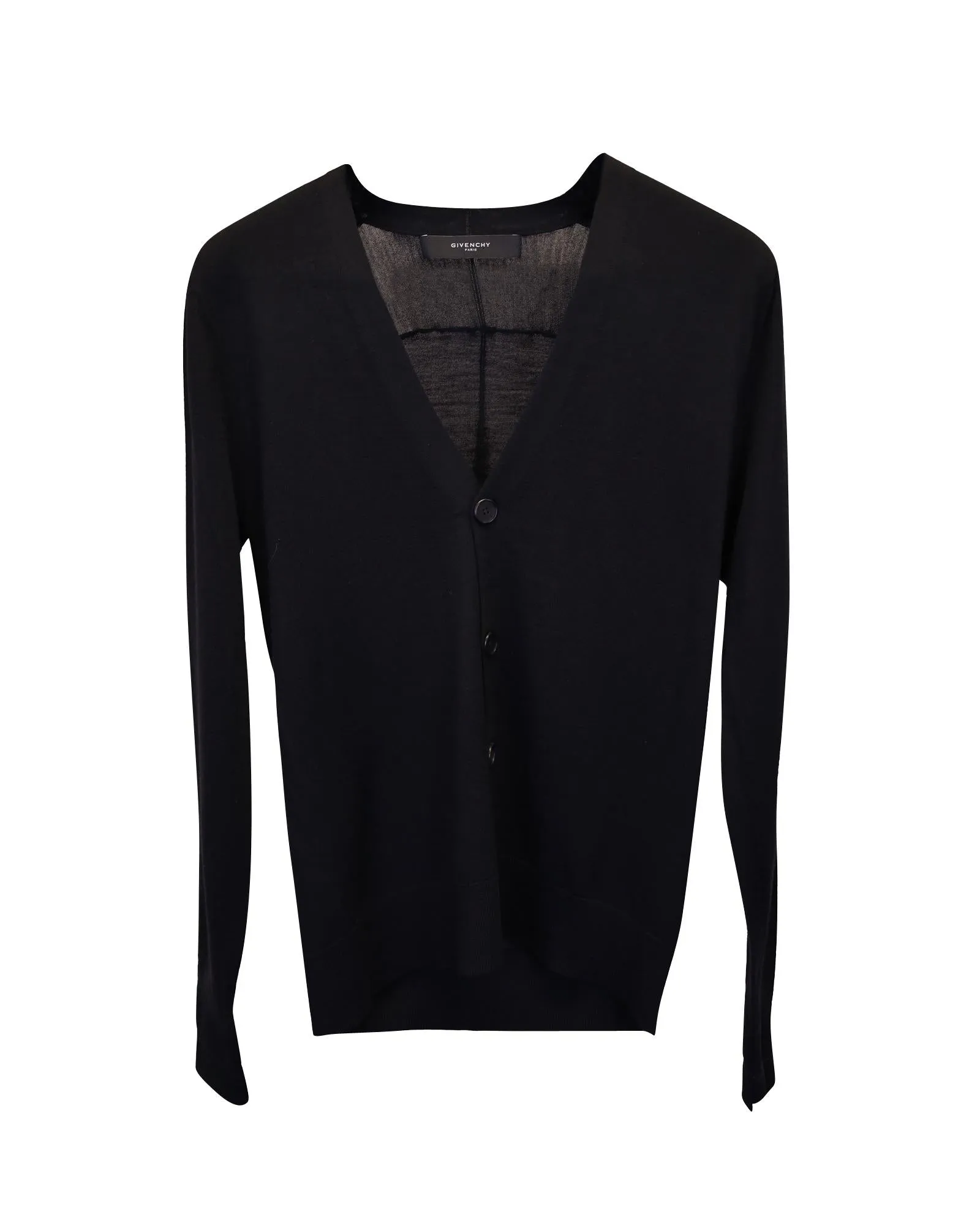 Minimalist Black Wool Buttoned Cardigan by Givenchy