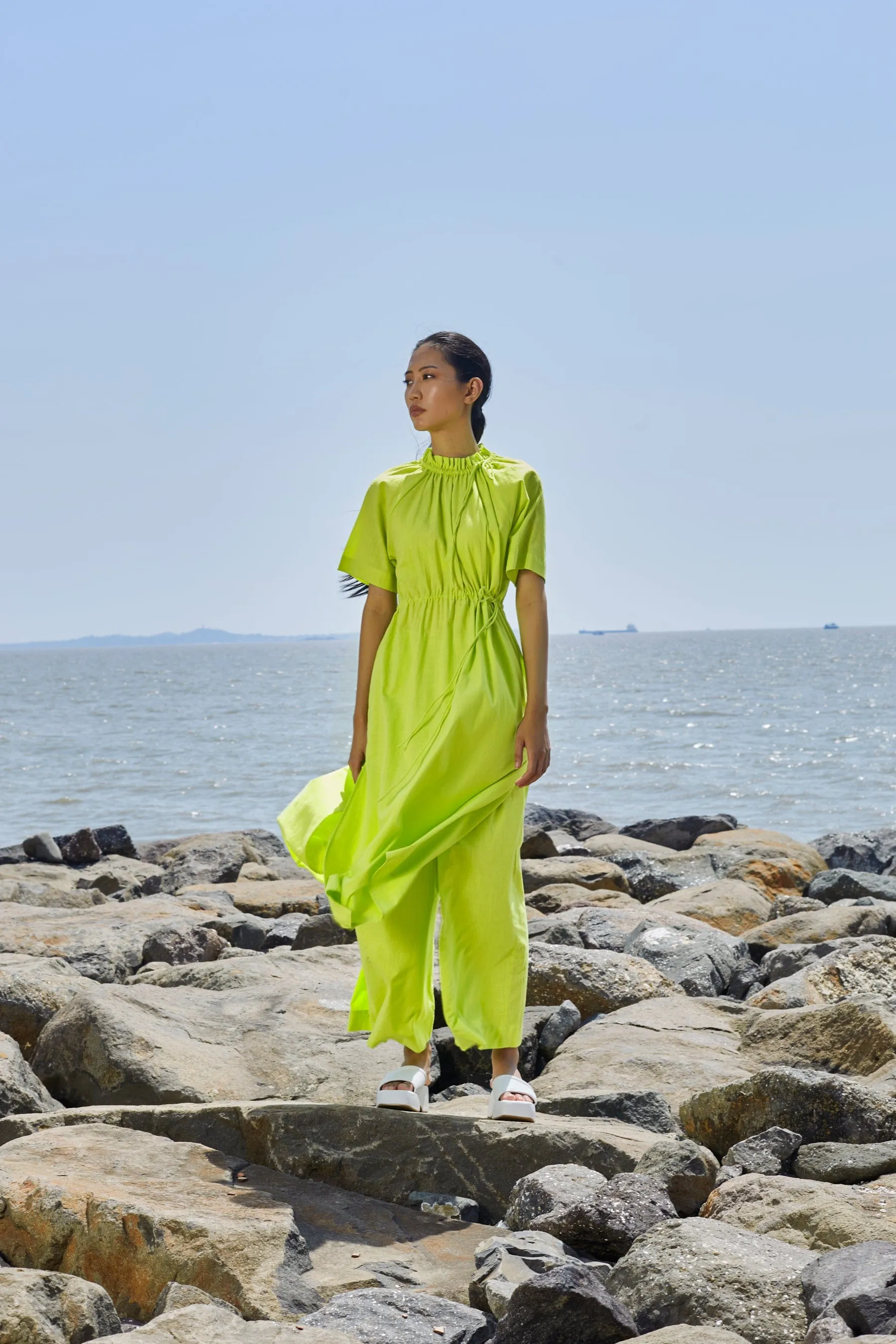 Neon Green Tora Tunic Set